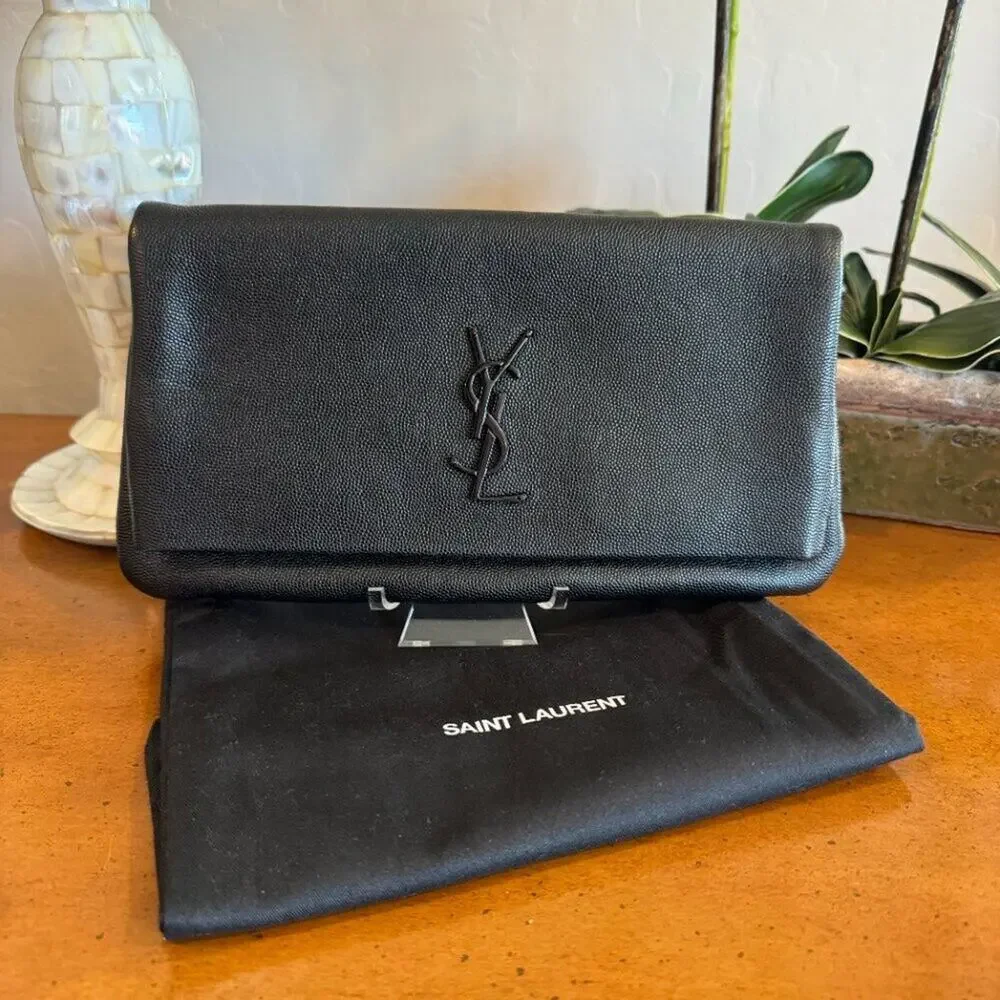 Yves Saint Laurent West Hollywood Flap Clutch Black Leather - Picture 2 of 9